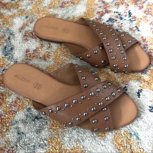 Aldo Studded Leather Sandal | Slides with Studs